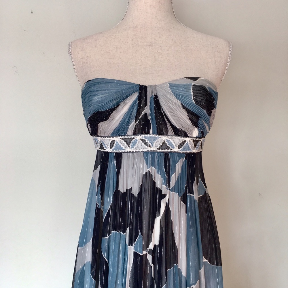 Vintage Y2K BCBGMaxAzria•Strapless Silk Maxi Prom Gown•